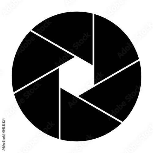 Camera shutter icon symbol and shutter blade vector illustration