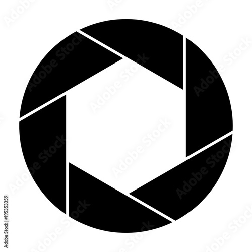 Camera shutter icon symbol and shutter blade vector illustration