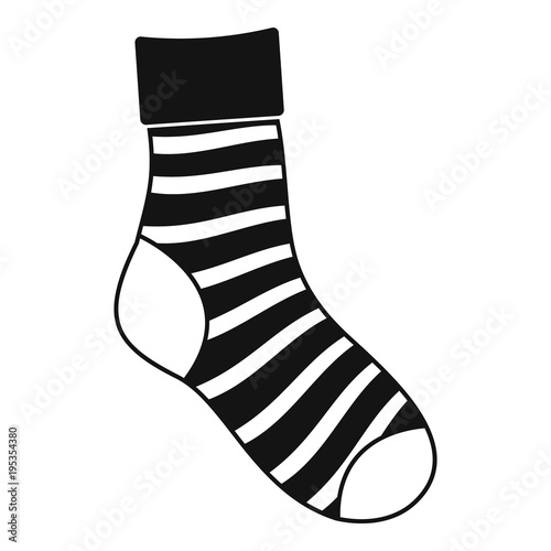 Striped sock icon. Simple illustration of striped sock vector icon for web