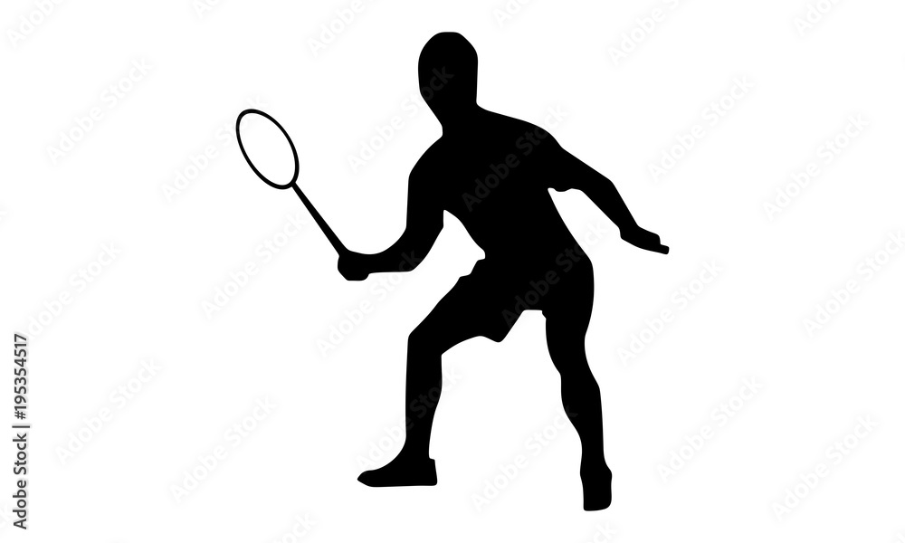 vector image of the male badminton silhouettes