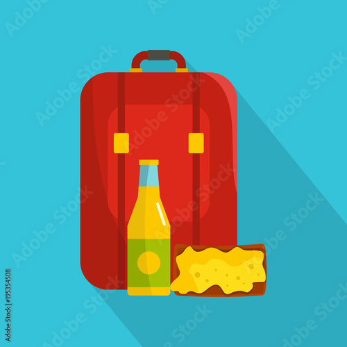 Lunch in backpack icon. Flat illustration of lunch in backpack vector icon for web