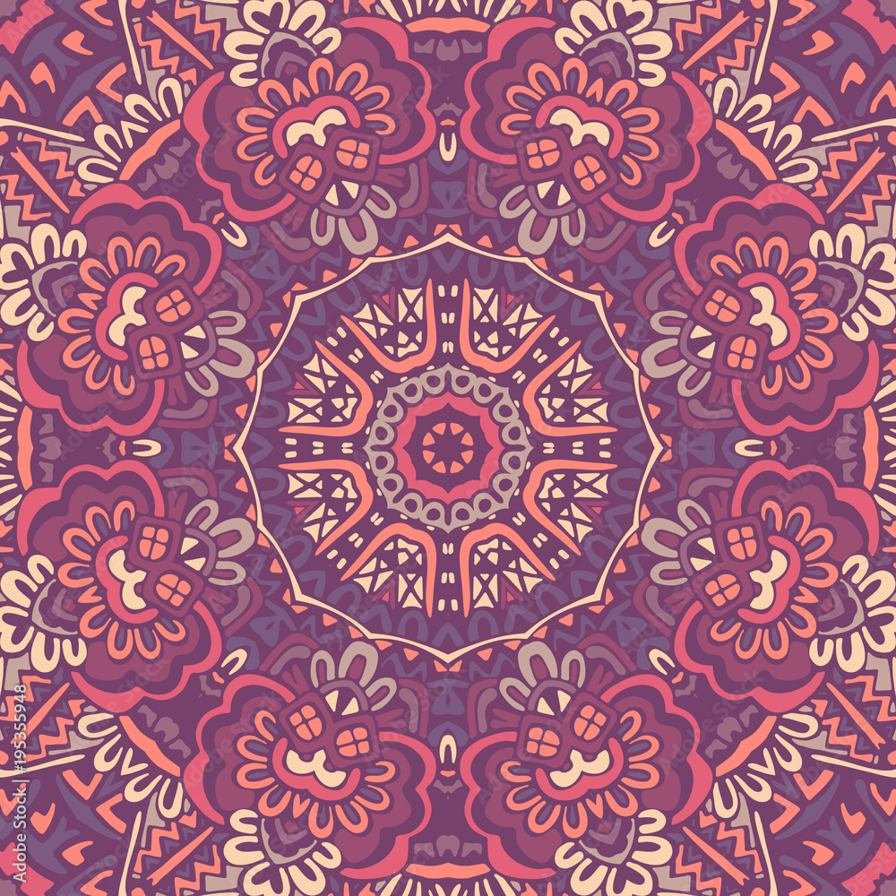 Abstract geometric floral seamless pattern