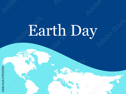 Earth Day  World map on the flag with ribbon. World Environment Day 5th june. Festive label  banner. Vector illustration