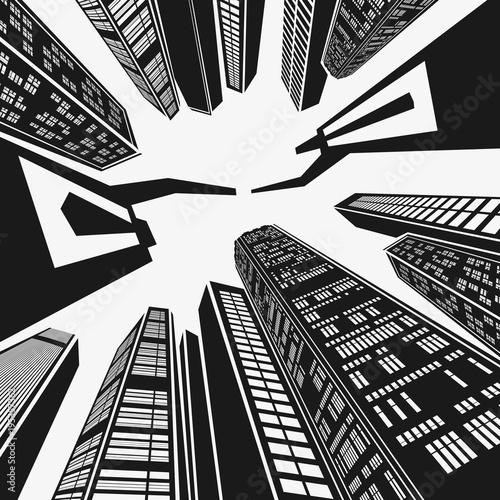 Businessmen deal on the background of skyscrapers