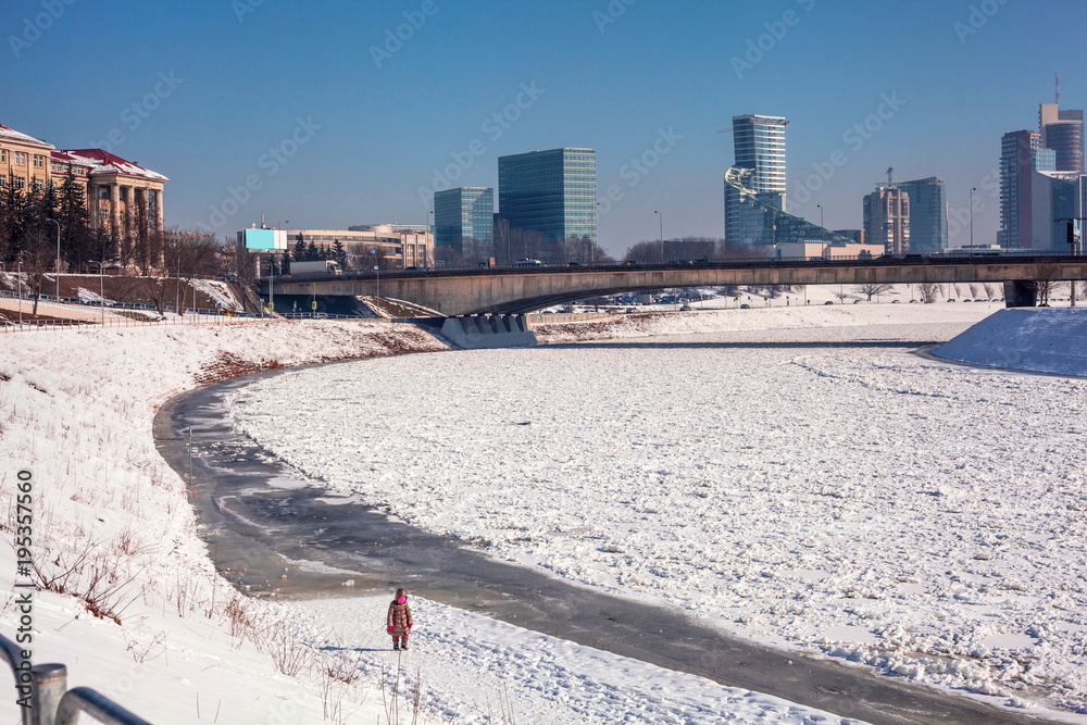 The Frozen River Neris,Vilnius