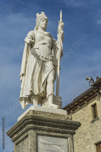 Statue of Liberty in front of Public Palace in San Marino © BGStock72
