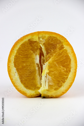 Slice of orange on a white background.