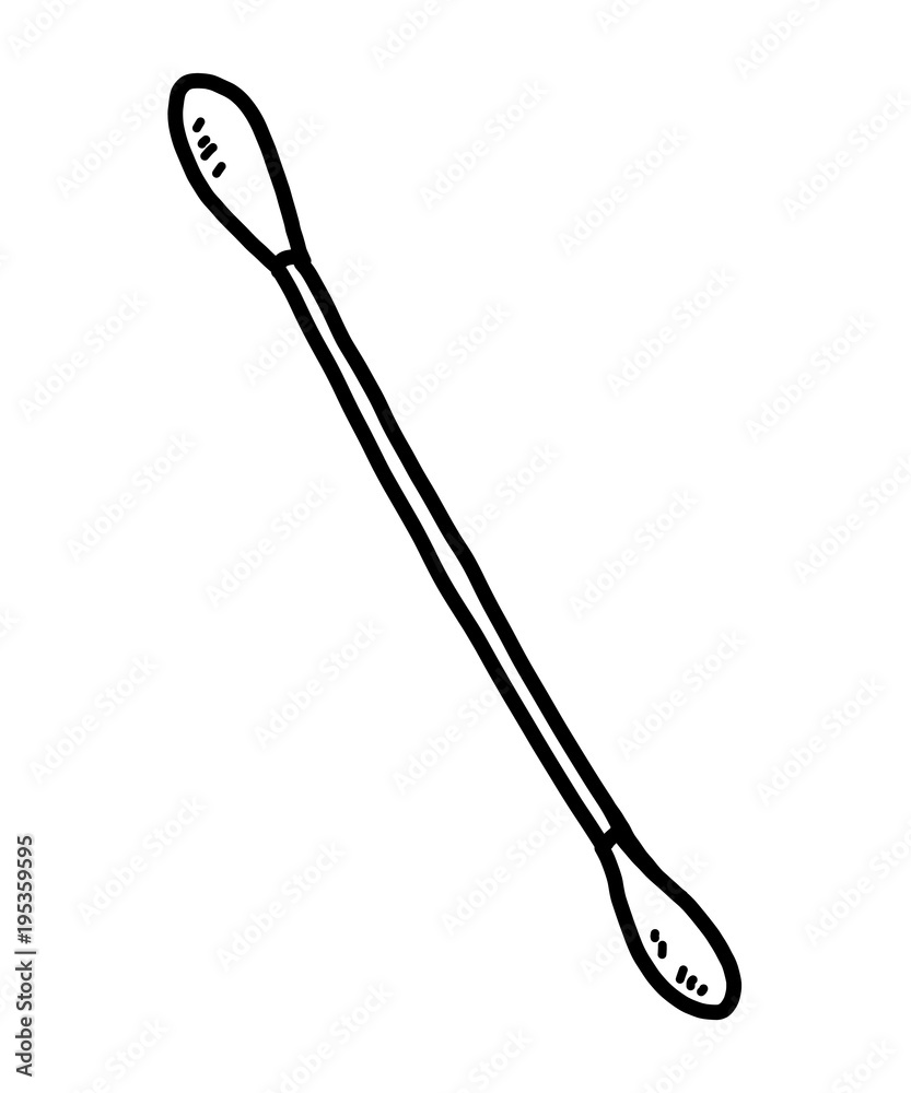 cotton bud / cartoon vector and illustration, black and white, hand drawn,  sketch style, isolated on white background. Stock Vector | Adobe Stock