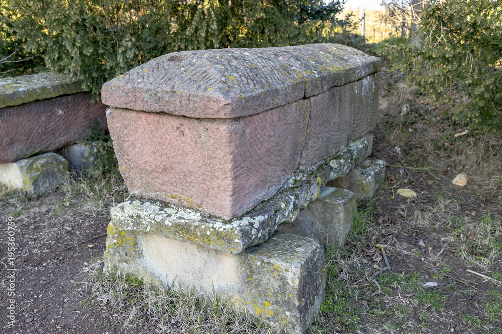 Roman stone coffins, sarcophagus, found in the South Palatinate near Bad Duerkheim Roman stone coffins, sarcophagus, found in the South Palatinate near Bad Duerkheim