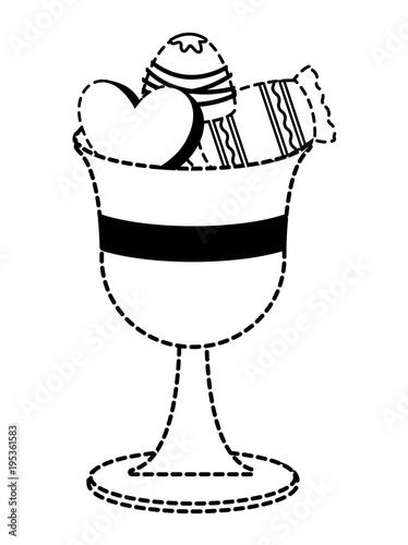 cup with candies over white background, vector illustration
