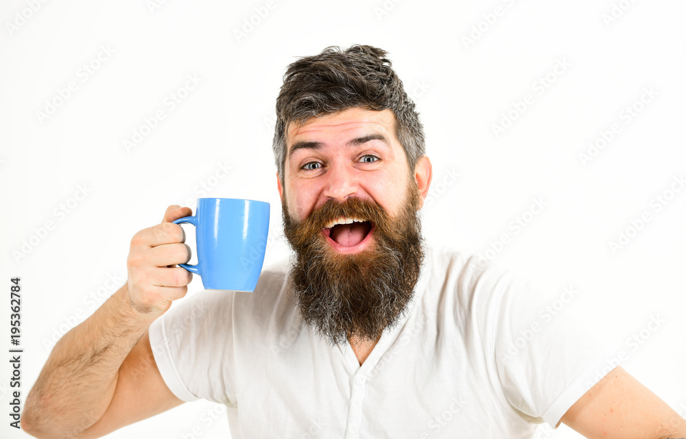 Energetic and successful macho, copy space. Hipster with beard Energetic and successful macho, copy space. Hipster with beard