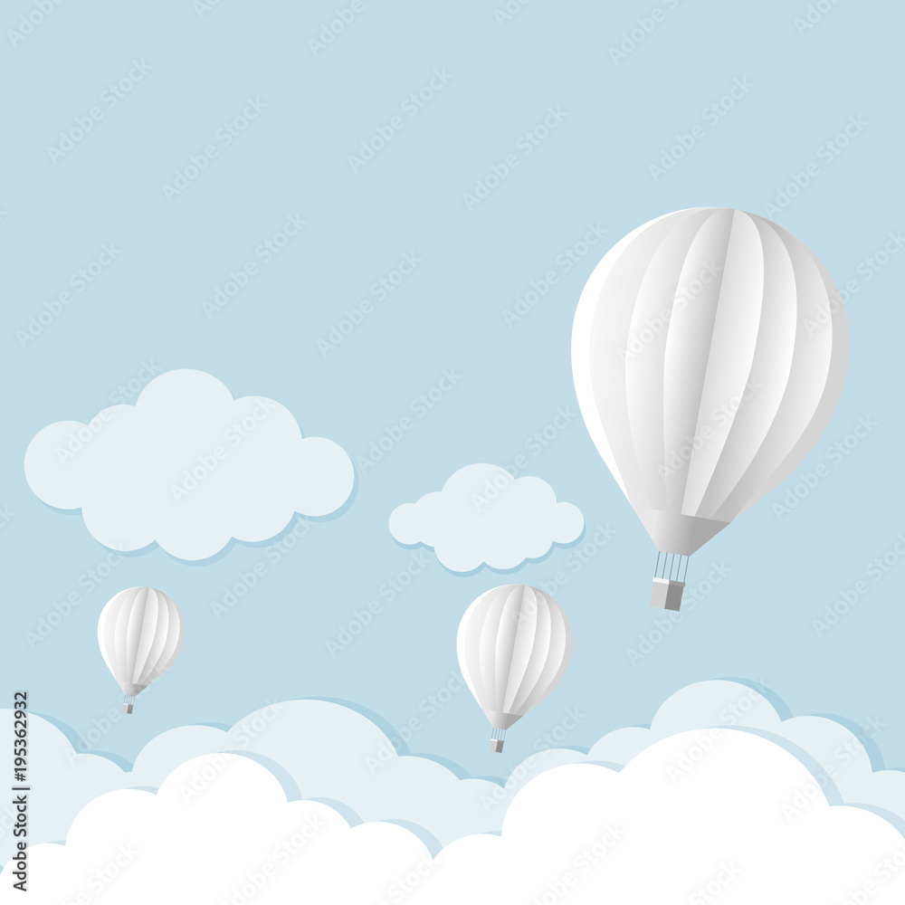 balloon in the sky with clouds. Flat cartoon design. Vector illustration balloon in the sky with clouds. Flat cartoon design. Vector illustration