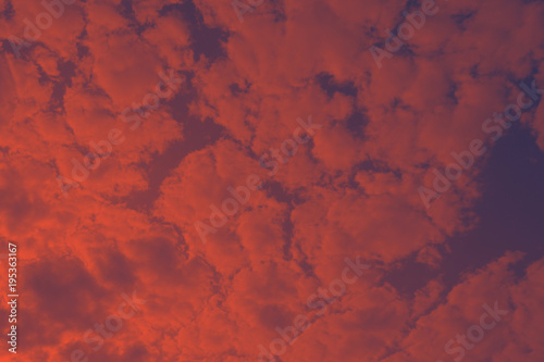 Sunset sky toned red