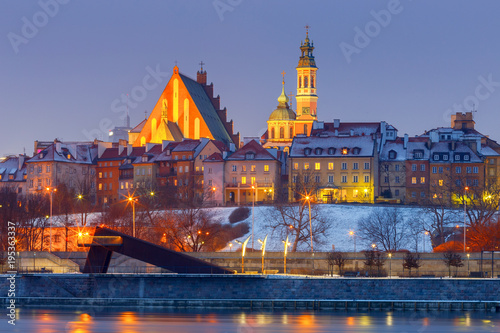 Warsaw. View of the old city at sunset.