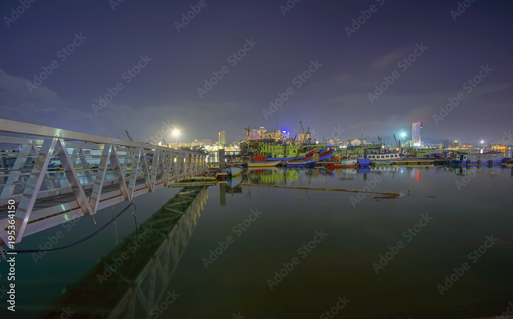 Night scenery of Fisherman jetty at Kuala Terengganu.