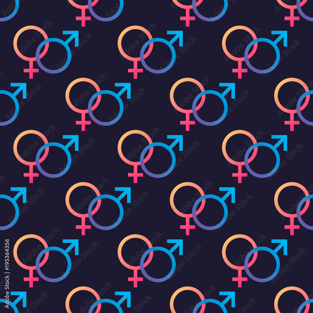 symbols of Venus and Mars, seamless pattern, vector illustration.