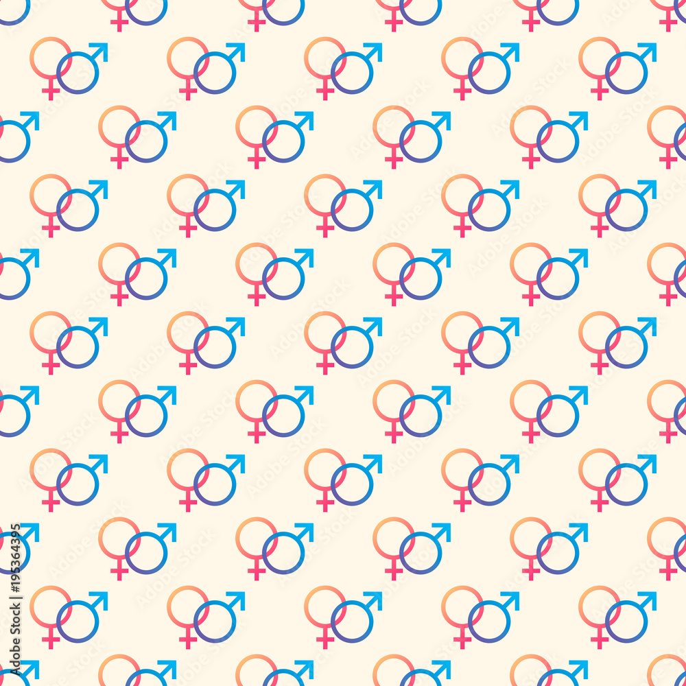 Fototapeta premium symbols of Venus and Mars, seamless pattern, vector illustration.