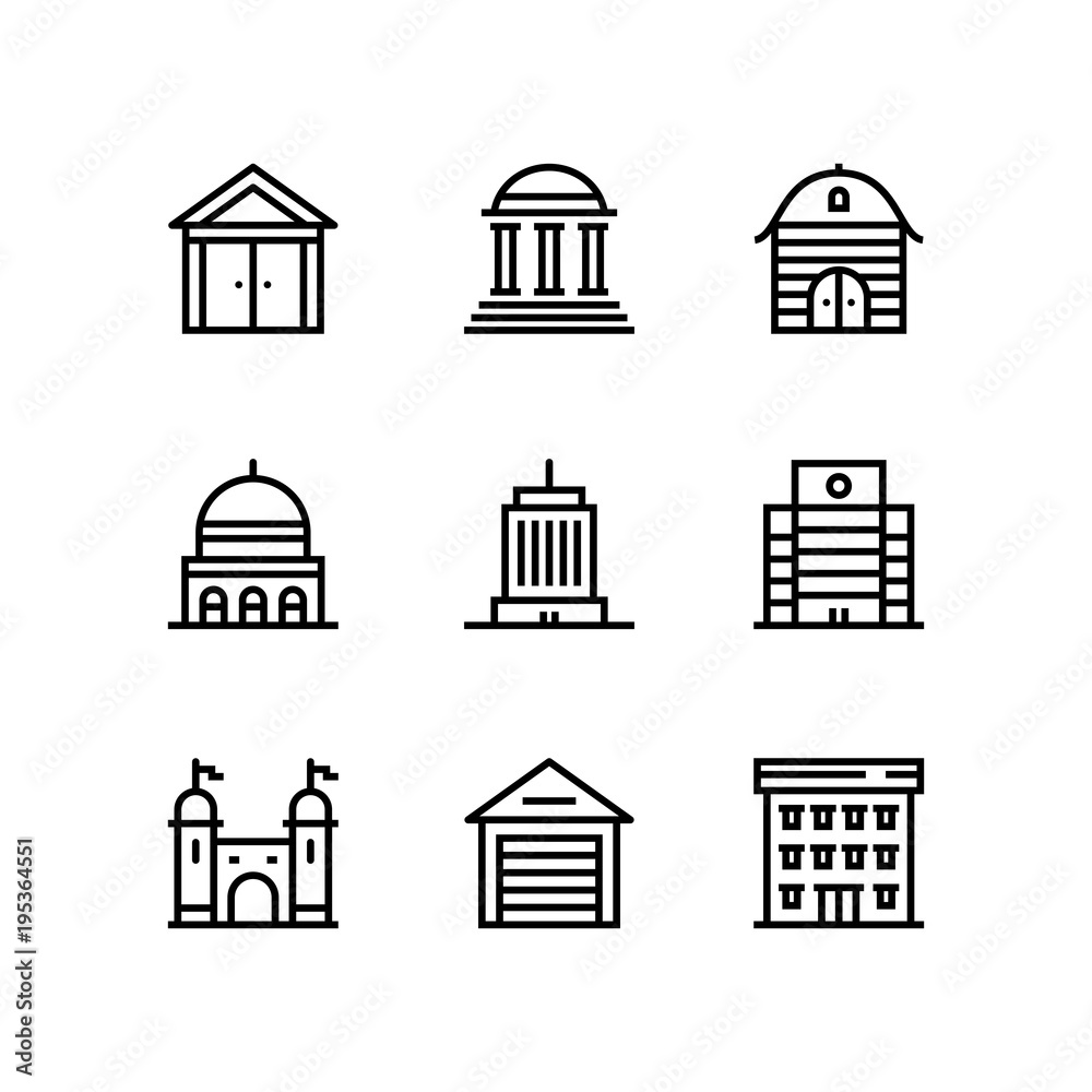 Buildings, real estate, house icons for web and mobile design pack 3
