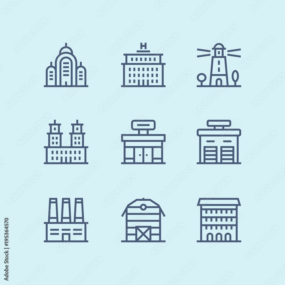 Outline Buildings, real estate, house icons for web and mobile design pack 4