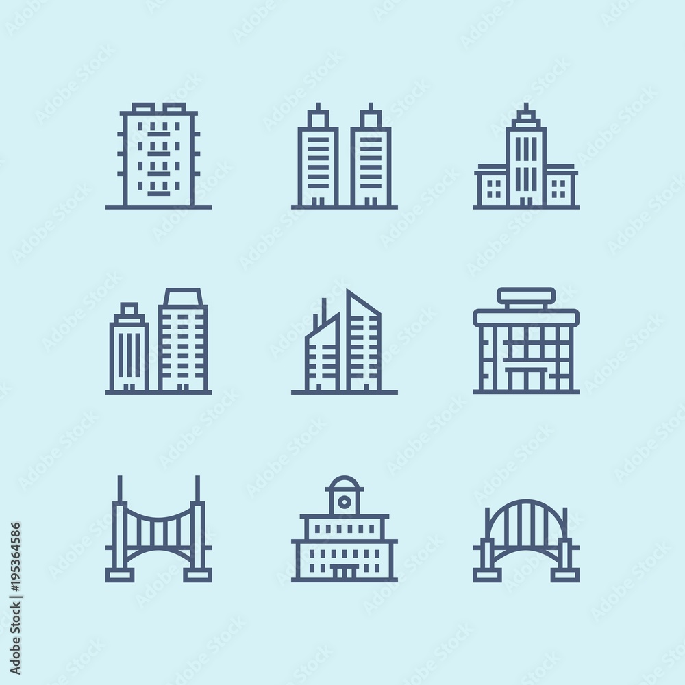 Outline Buildings, real estate, house icons for web and mobile design pack 5