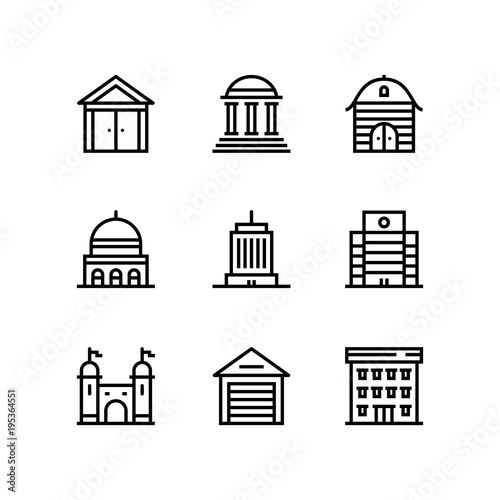 Buildings, real estate, house icons for web and mobile design pack 3