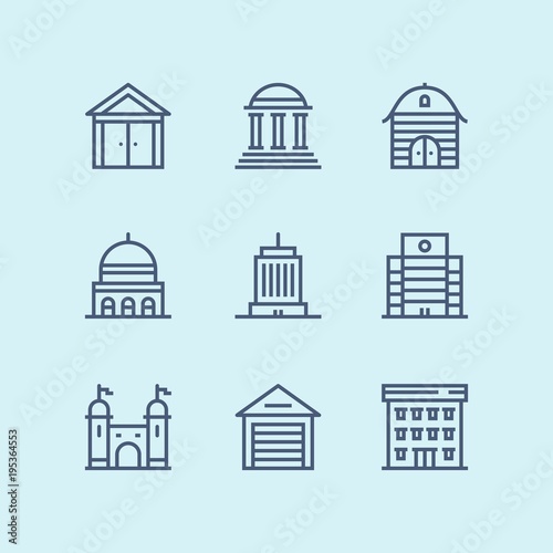 Outline Buildings, real estate, house icons for web and mobile design pack 3