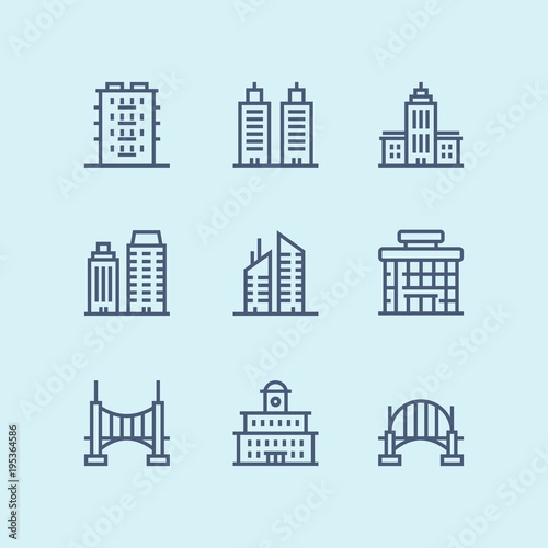 Outline Buildings, real estate, house icons for web and mobile design pack 5