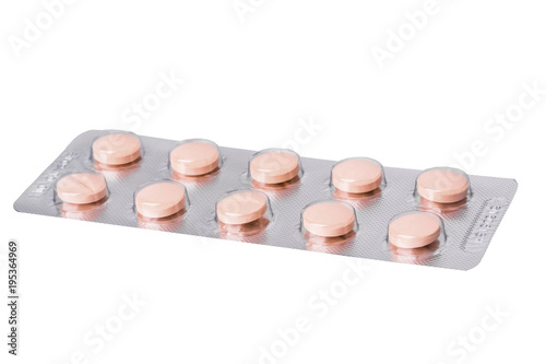 Drug tablets in pill tablets in blister capsules and tablets packed in blisters photo