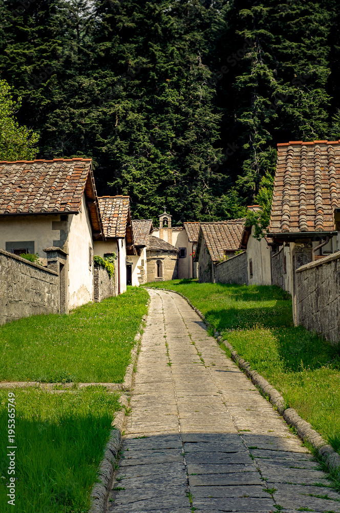 Fototapeta premium Old stone buildings in monastery settlement