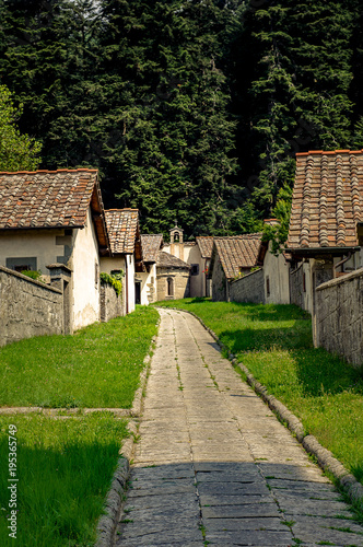 Old stone buildings in monastery settlement