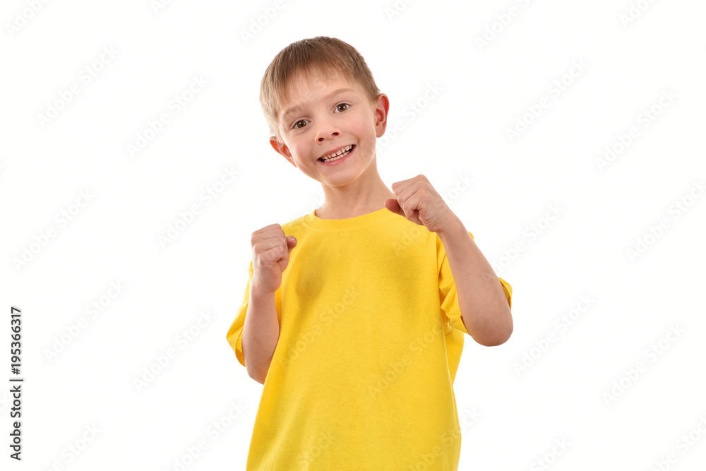A boy isolated on white background. Happy childhood. A cheerful child. A boy isolated on white background. Happy childhood. A cheerful child.