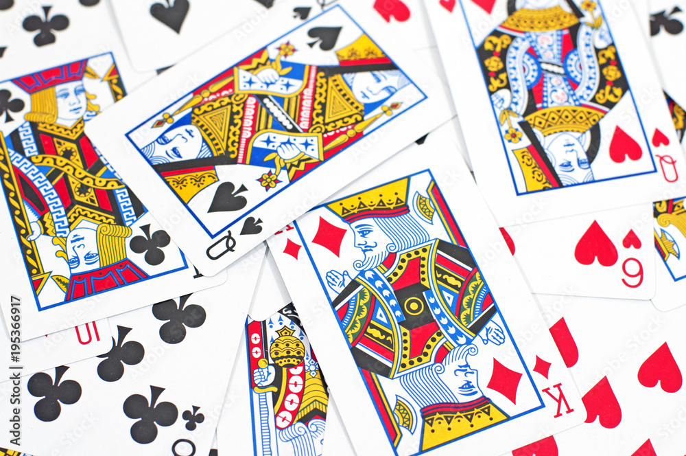 Playing cards arranged randomly. Playing cards arranged randomly.