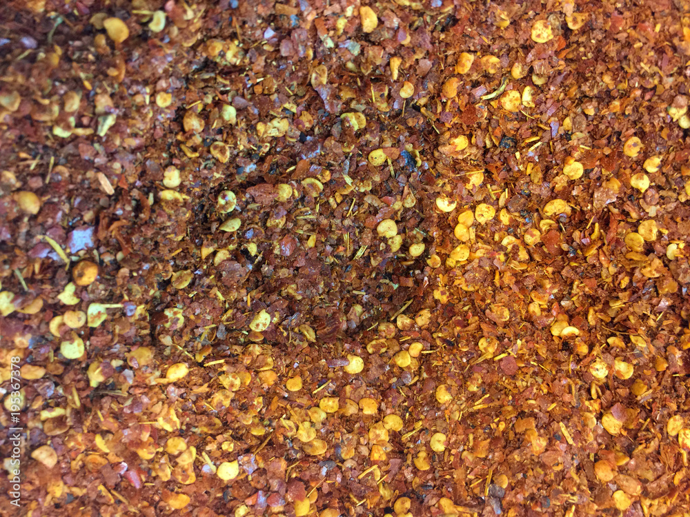 close up of cayenne pepper in Thai noodle for customer use close up of cayenne pepper in Thai noodle for customer use