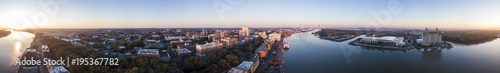 360 degree panorama of the downtown area of Savannah, Georgia and River Street.