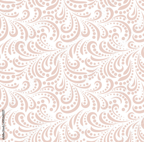 Floral pattern. Wallpaper baroque, damask. Seamless vector background. White and pink ornament