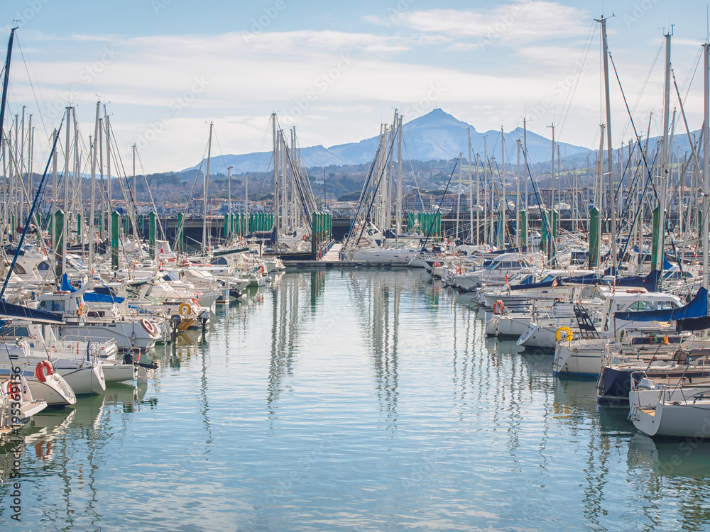 Yachts in bay of Hondarribia, Basque Country, Spain