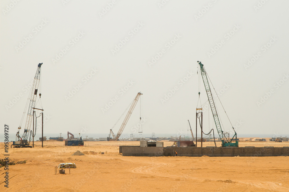 Construction in the seaport. Colombo, Sri Lanka Construction in the seaport. Colombo, Sri Lanka