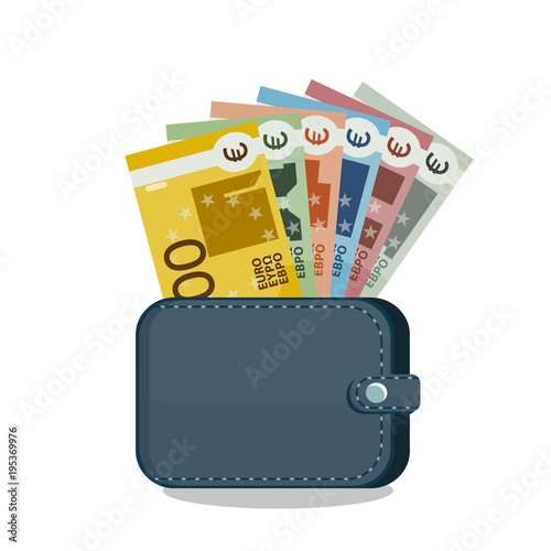 Brieftasche mit vielen Euro-Banknoten