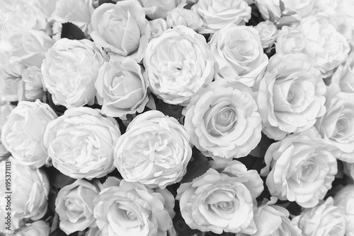 White roses are handmade artificial flowers.