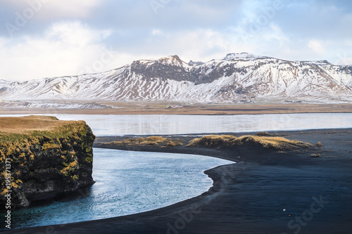 reynisfjara volcanic beach panorama, iceland