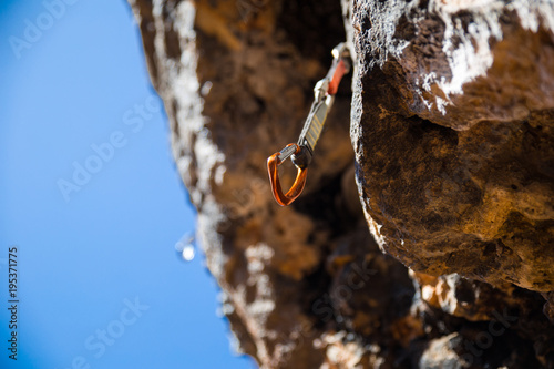 the rock-climber on a route
