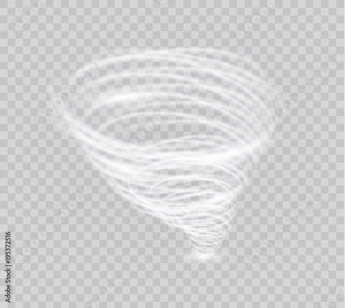 A glowing tornado. Rotating wind. Beautiful wind effect. Isolated on a transparent background. Vector illustration photo