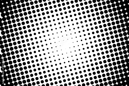 Abstract monochrome halftone pattern. Futuristic panel. Dotted backdrop with circles, dots, point.
