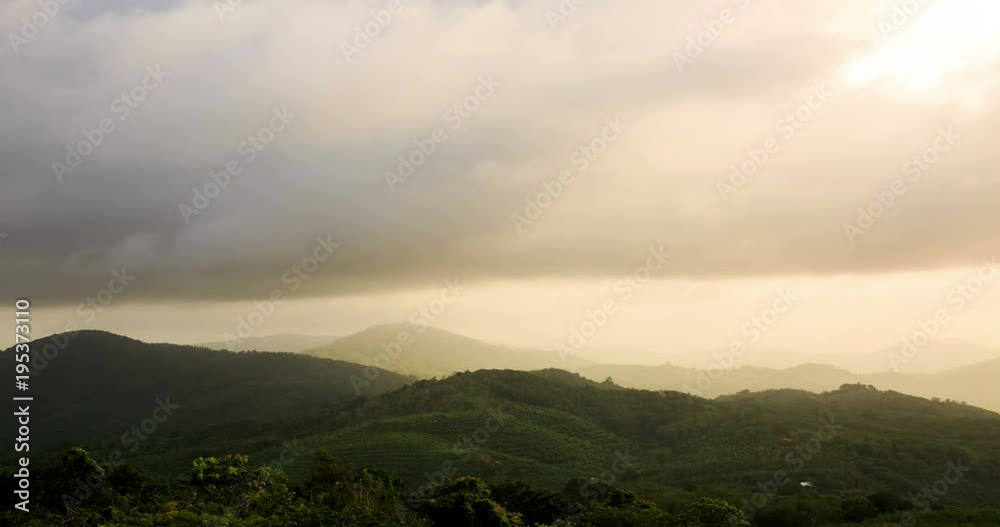 Time lapse of natural mountainous landscape during a cloudy sky at southern Thailand, Phuket.