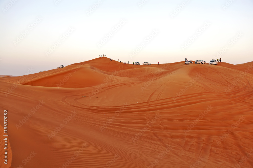 View sunset in the desert Rub al-Khali. United Arab Emirates