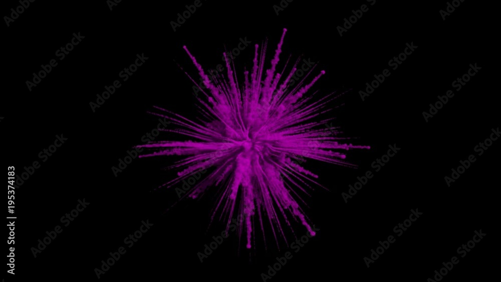 Animation of a colored explosion of a powderl. 3D rendering. Animation of a colored explosion of a powderl. 3D rendering.