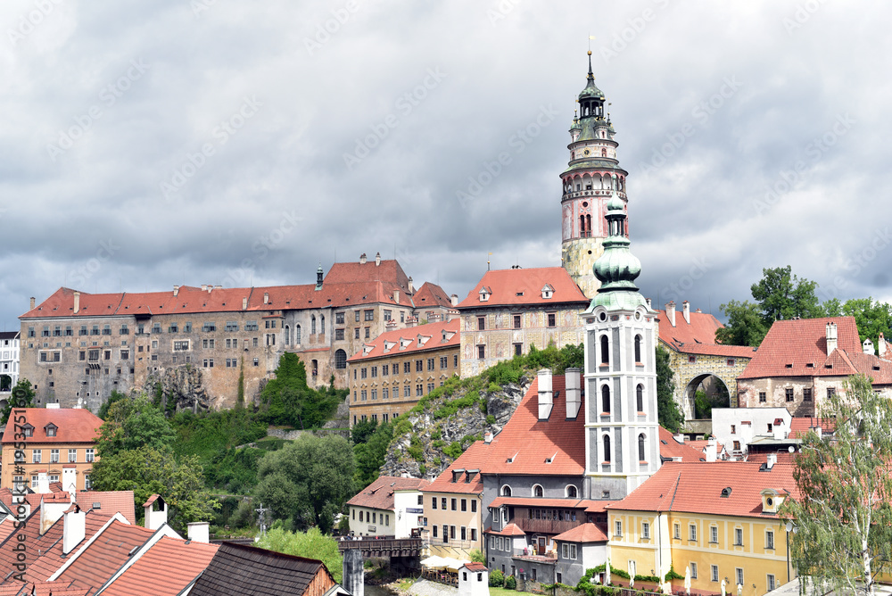 View of the historic center of the city named Cesky Krumlov (Czech Republic, Eastern Europe