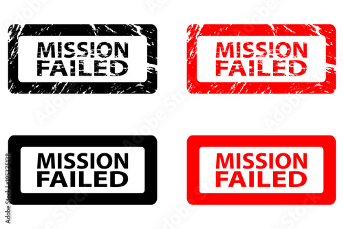 Mission failed - rubber stamp - vector - black and red
