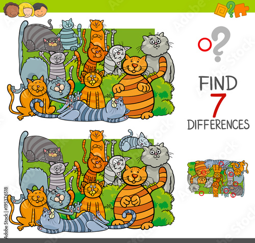 find differences with cats animal characters