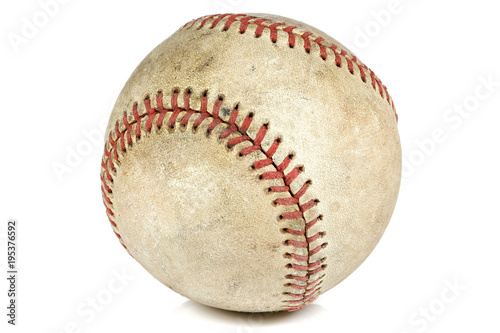 Canvas Print worn baseball isolated on white background